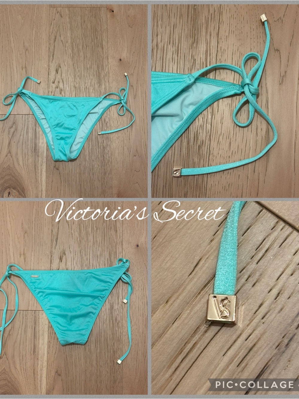 Victoria's Secret Aqua String Bikini Bottoms size M